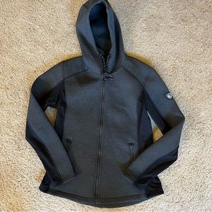 Kuhl Jacket LS Full Zip Hoodie Charcoal Gray/Black Sweatshirt Sweater Outdoors